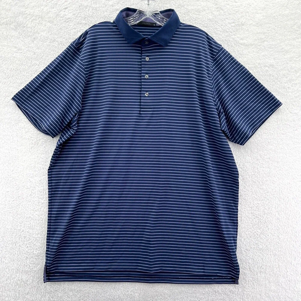 Greyson Polo Shirt Mens XL Relaxed Blue Golf Purple Striped Collared Top *C21* - Picture 1 of 15